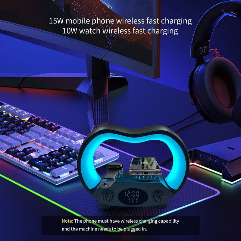 6-in-1 Smart LED Lamp with Wireless Charger & Bluetooth Speaker
