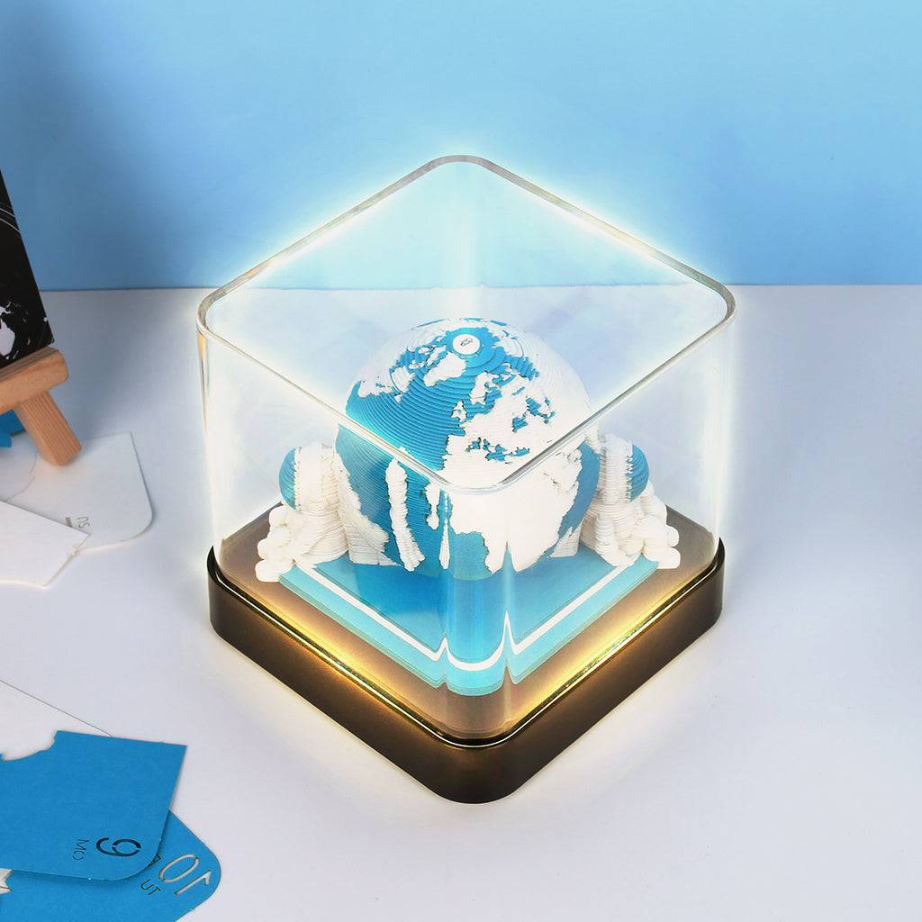3D Paper Carving Panoramic Desk Calendar with LED Light