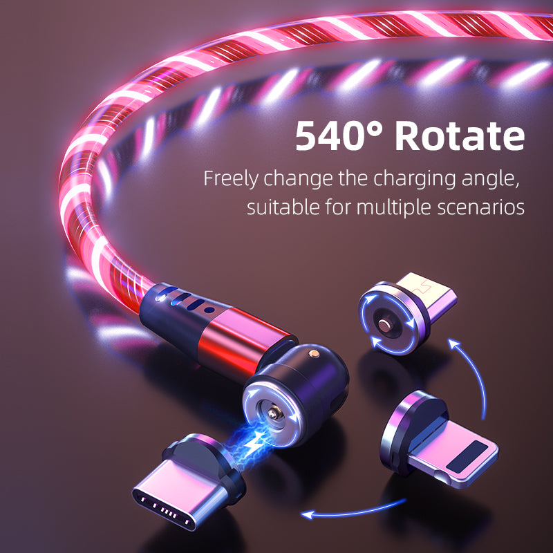 540° Rotating LED Magnetic Charging Cable – 3A Fast Charge