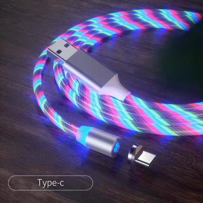 Magnetic LED Streamer Charging Cable – USB-C, Lightning & Micro USB