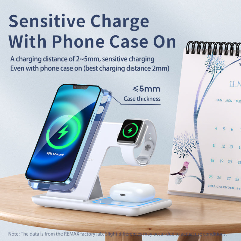 3-in-1 Folding Wireless Charging Stand – Phone, Watch & Headset