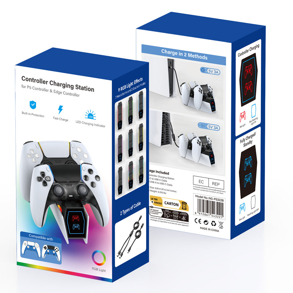 RGB LED PS5 Controller Charging Dock