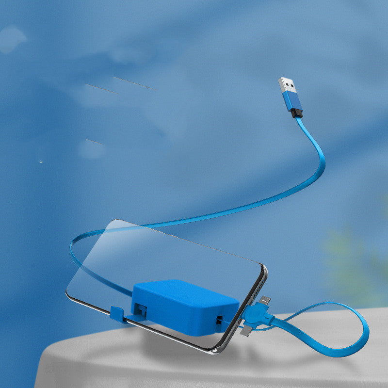 4-in-1 Retractable Charging Cable with Built-In Phone Stand