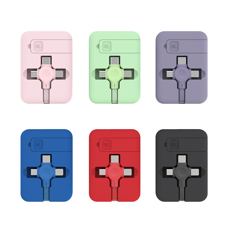 4-in-1 Retractable Charging Cable with Built-In Phone Stand