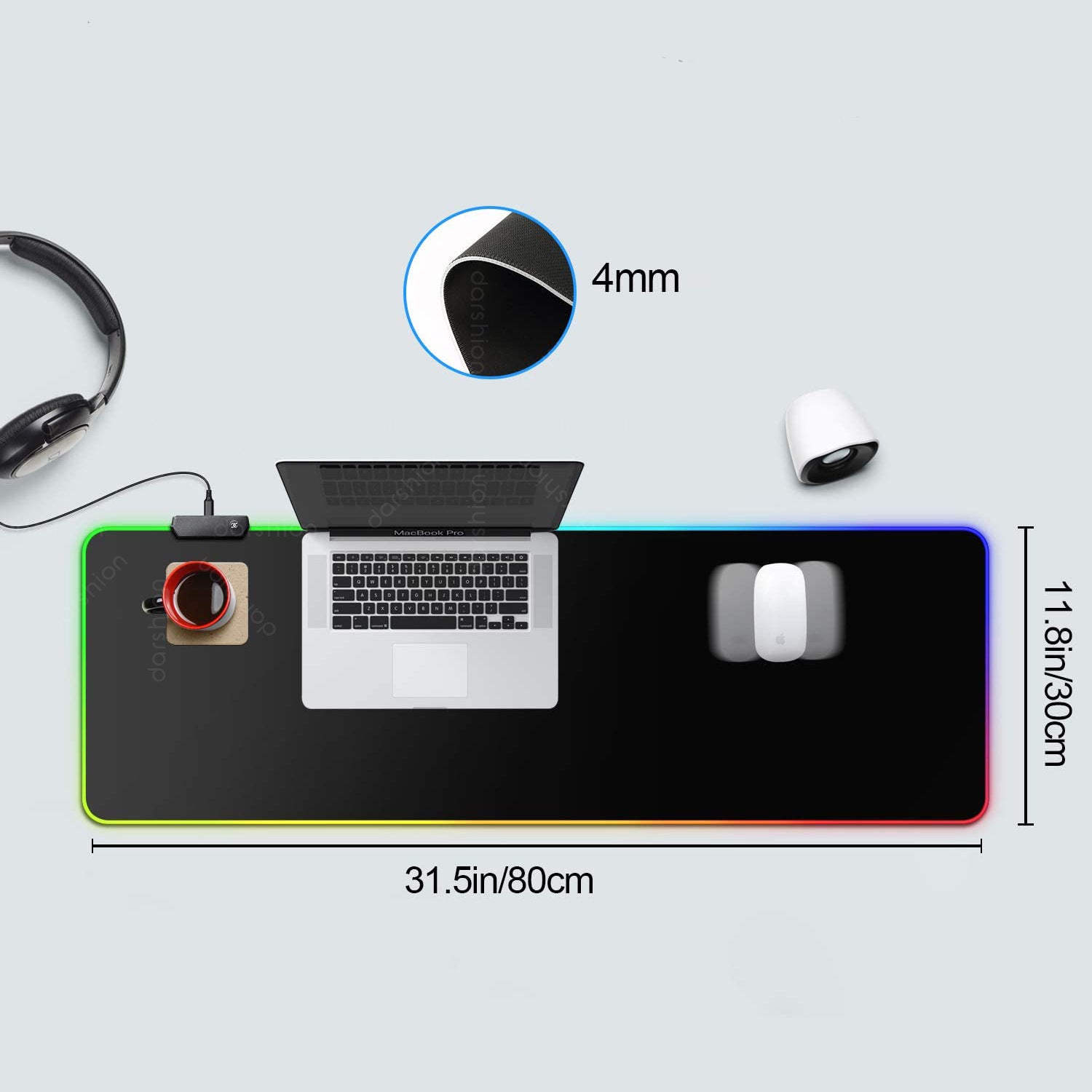 Luminous RGB LED Gaming Mouse Pad – Large Desk Mat