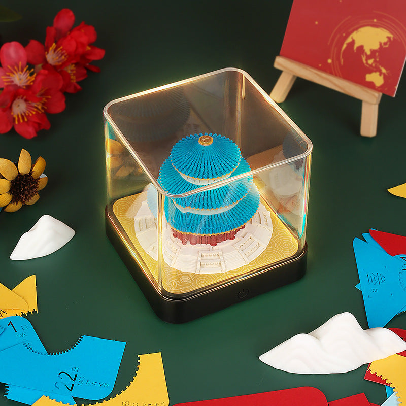 3D Paper Carving Panoramic Desk Calendar with LED Light