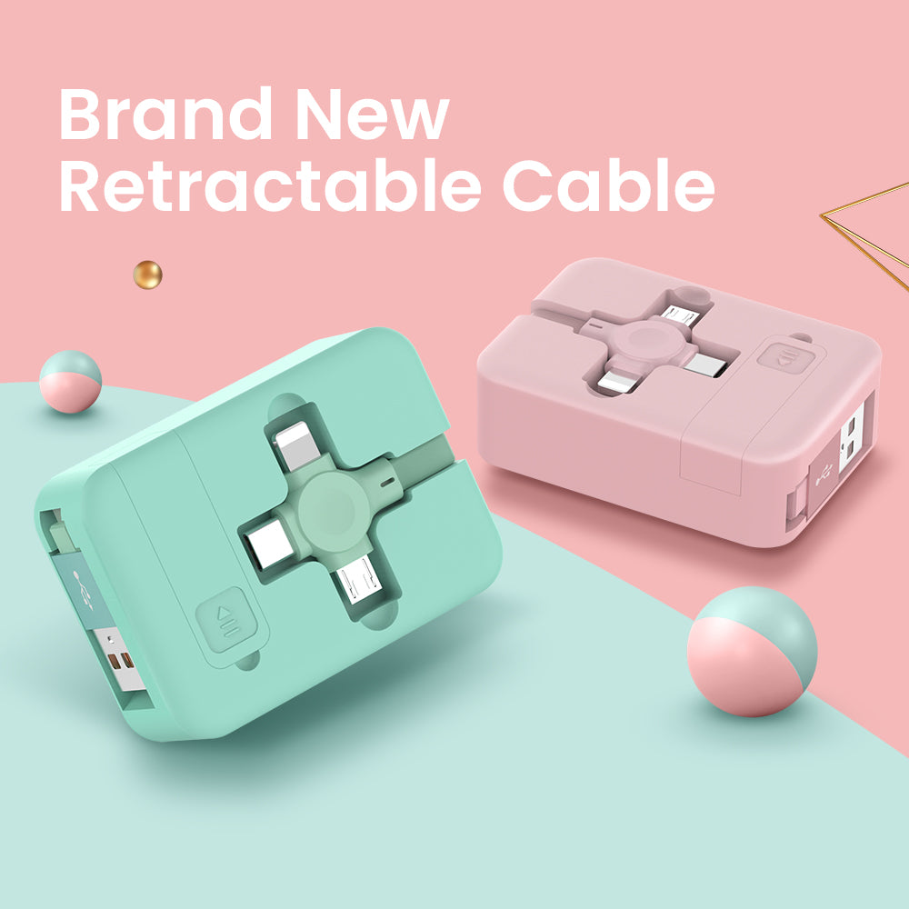 4-in-1 Retractable Charging Cable with Built-In Phone Stand
