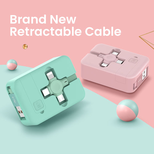 4-in-1 Retractable Charging Cable with Built-In Phone Stand