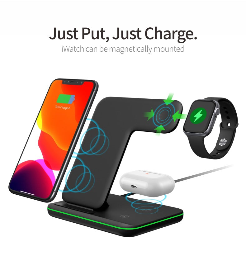 3-in-1 Wireless Charging Stand – Phone, Watch & Headset