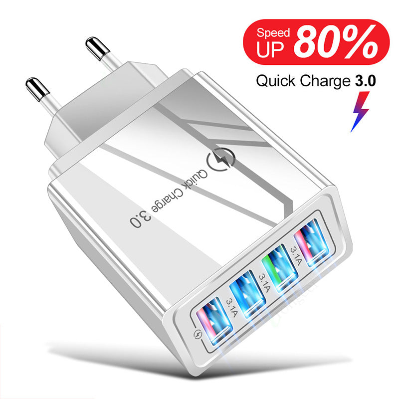 4-Port USB Wall Charger – Quick Charge 3.0