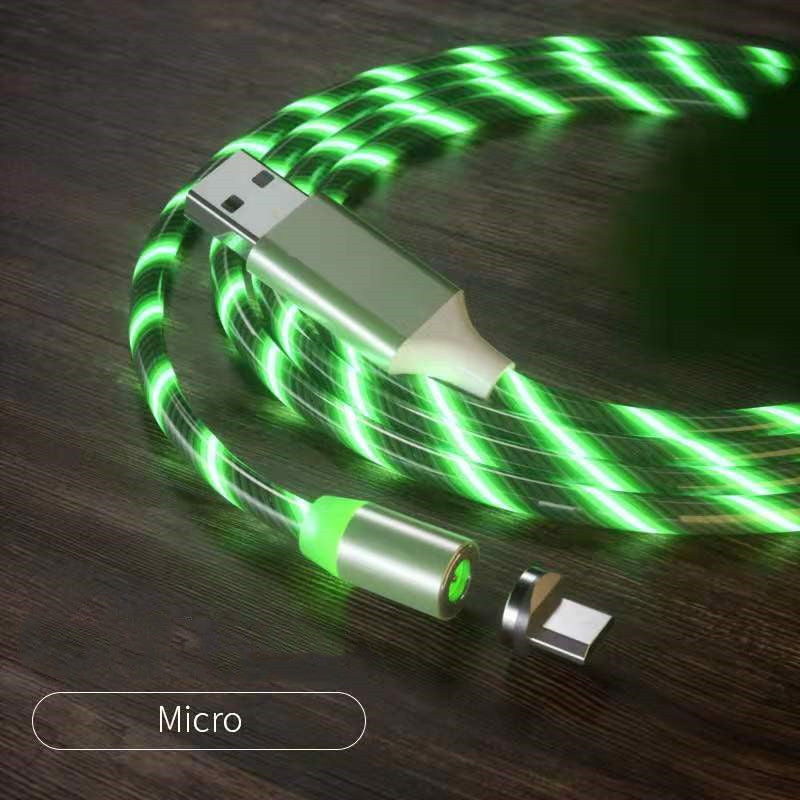 Magnetic LED Streamer Charging Cable – USB-C, Lightning & Micro USB