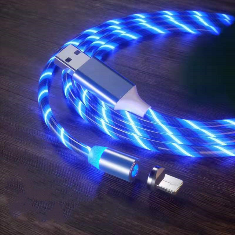 Magnetic LED Streamer Charging Cable – USB-C, Lightning & Micro USB