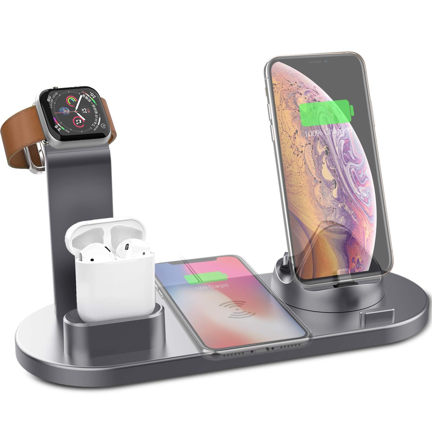 4-in-1 Wireless Charging Dock – Compatible with iPhone, Apple Watch & AirPods
