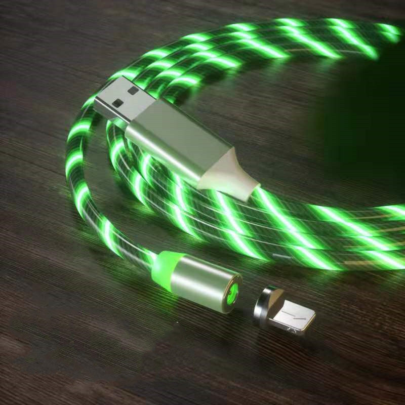 Magnetic LED Streamer Charging Cable – USB-C, Lightning & Micro USB