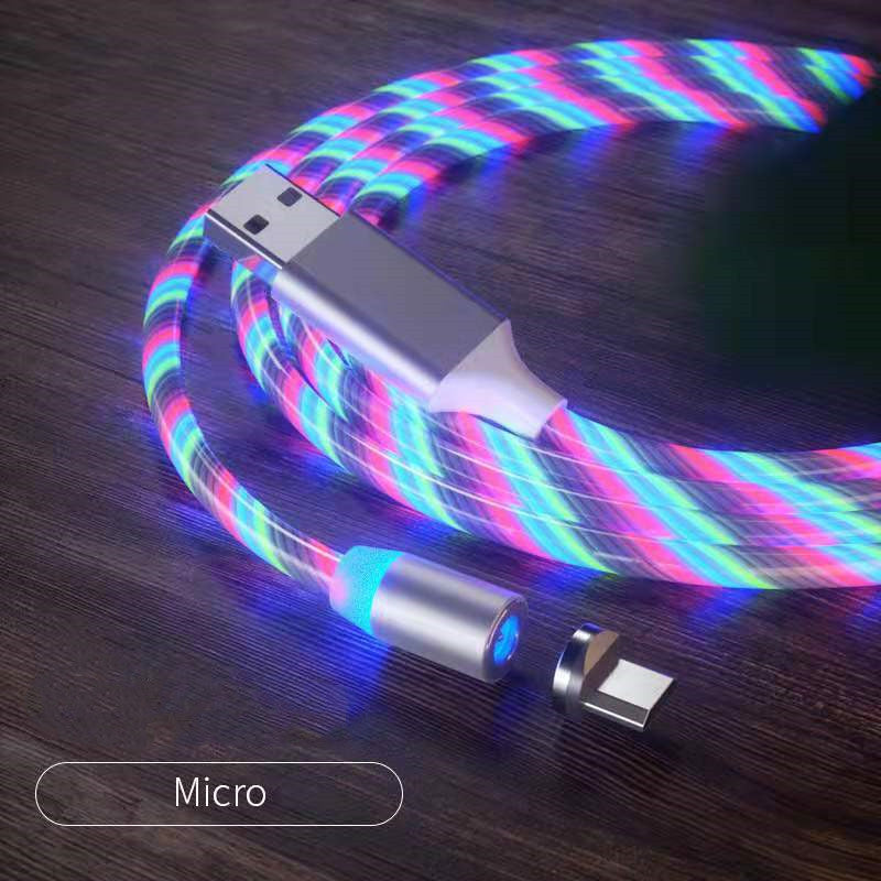 Magnetic LED Streamer Charging Cable – USB-C, Lightning & Micro USB