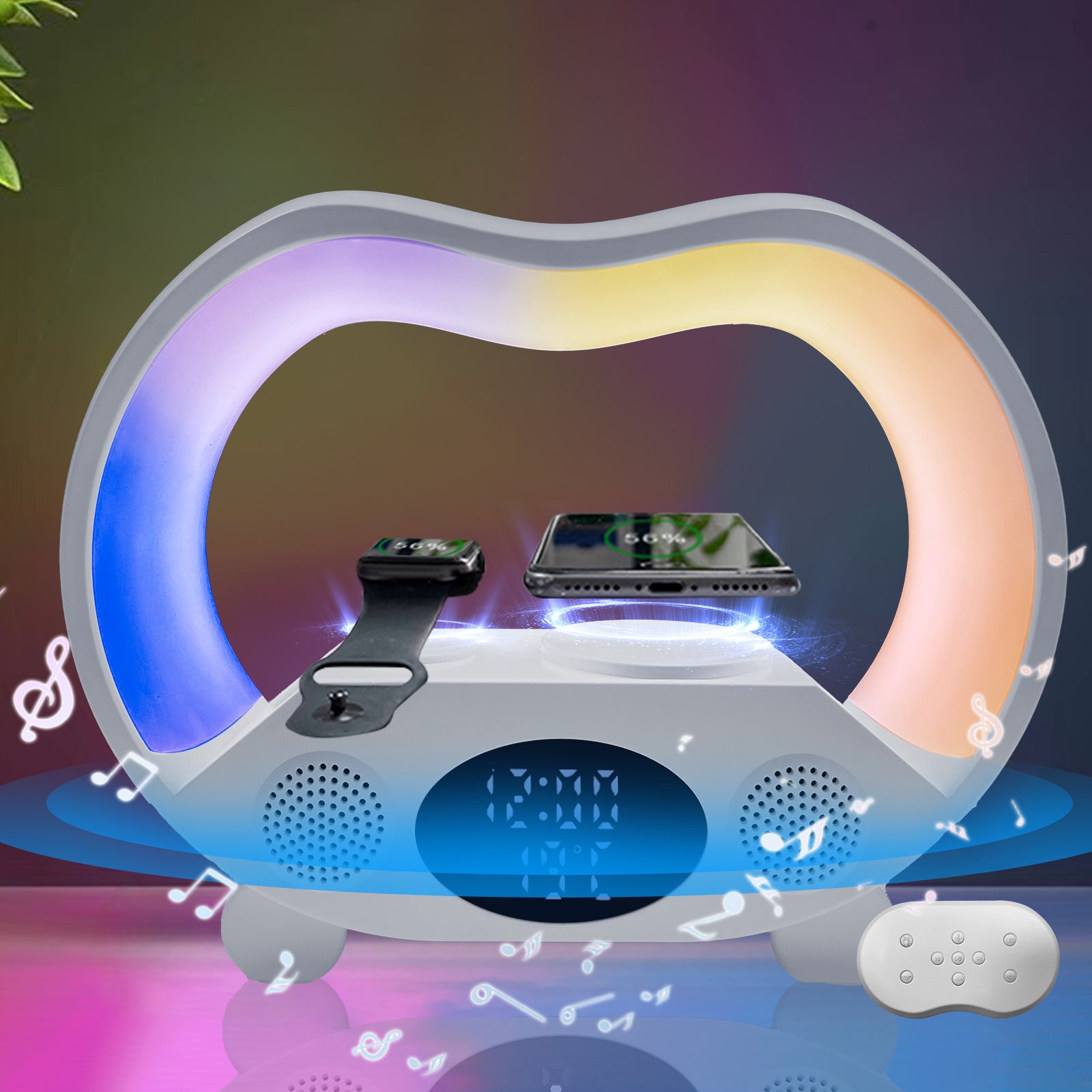 6-in-1 Smart LED Lamp with Wireless Charger & Bluetooth Speaker