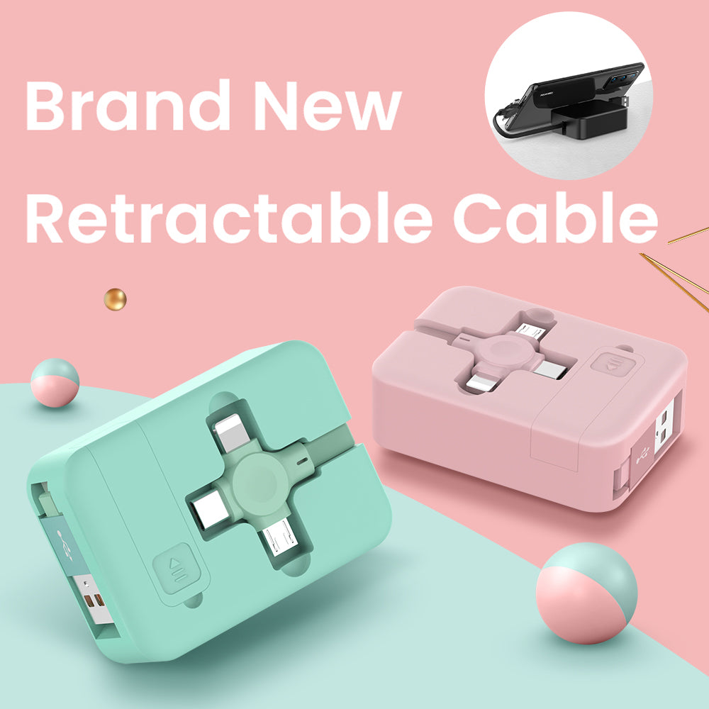 4-in-1 Retractable Charging Cable with Built-In Phone Stand