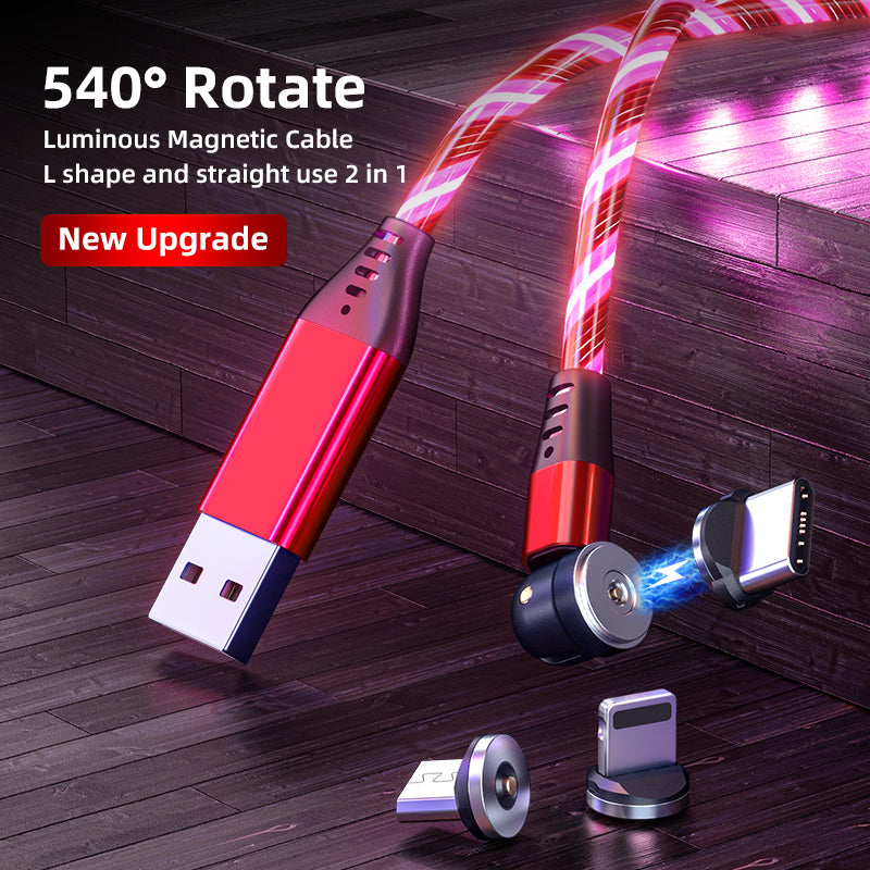 540° Rotating LED Magnetic Charging Cable – 3A Fast Charge