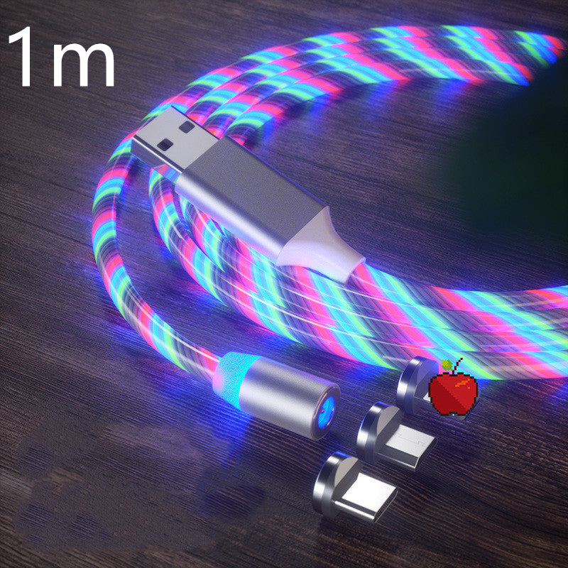 Magnetic LED Streamer Charging Cable – USB-C, Lightning & Micro USB