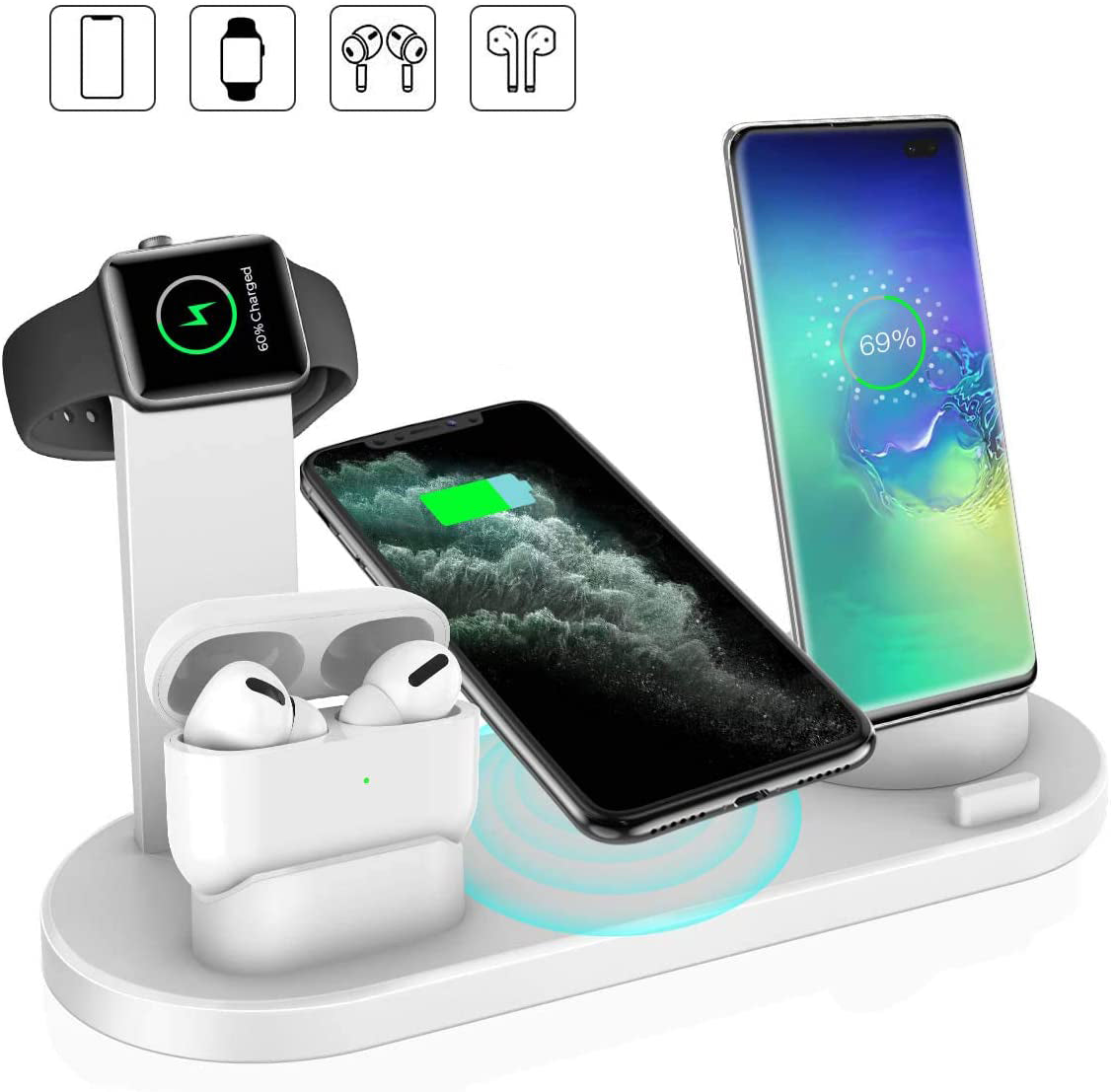4-in-1 Wireless Charging Dock – Compatible with iPhone, Apple Watch & AirPods