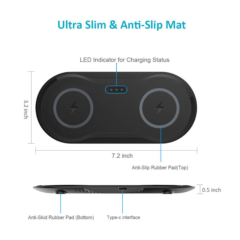 Dual Wireless Phone Charger Pad – 5W / 10W