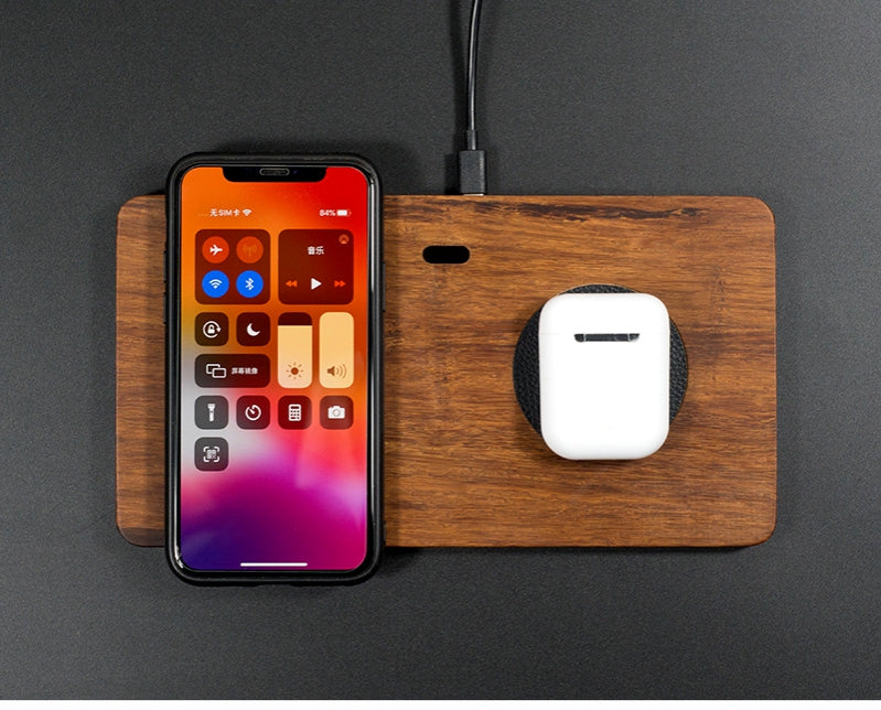 Wooden Dual Wireless Charger – Phone & Headset
