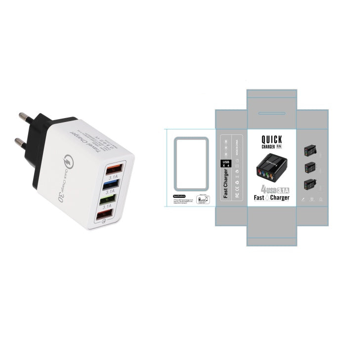4-Port USB Wall Charger – Quick Charge 3.0