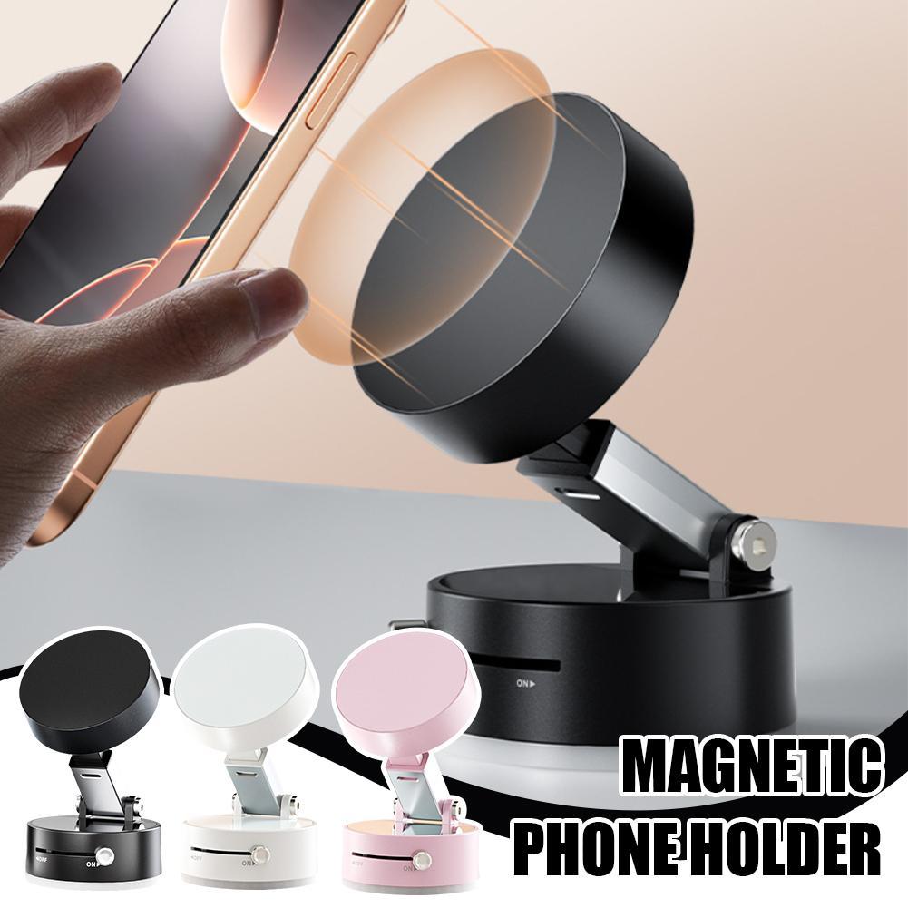 Foldable Magnetic Car Phone Holder – Vacuum Suction Mount