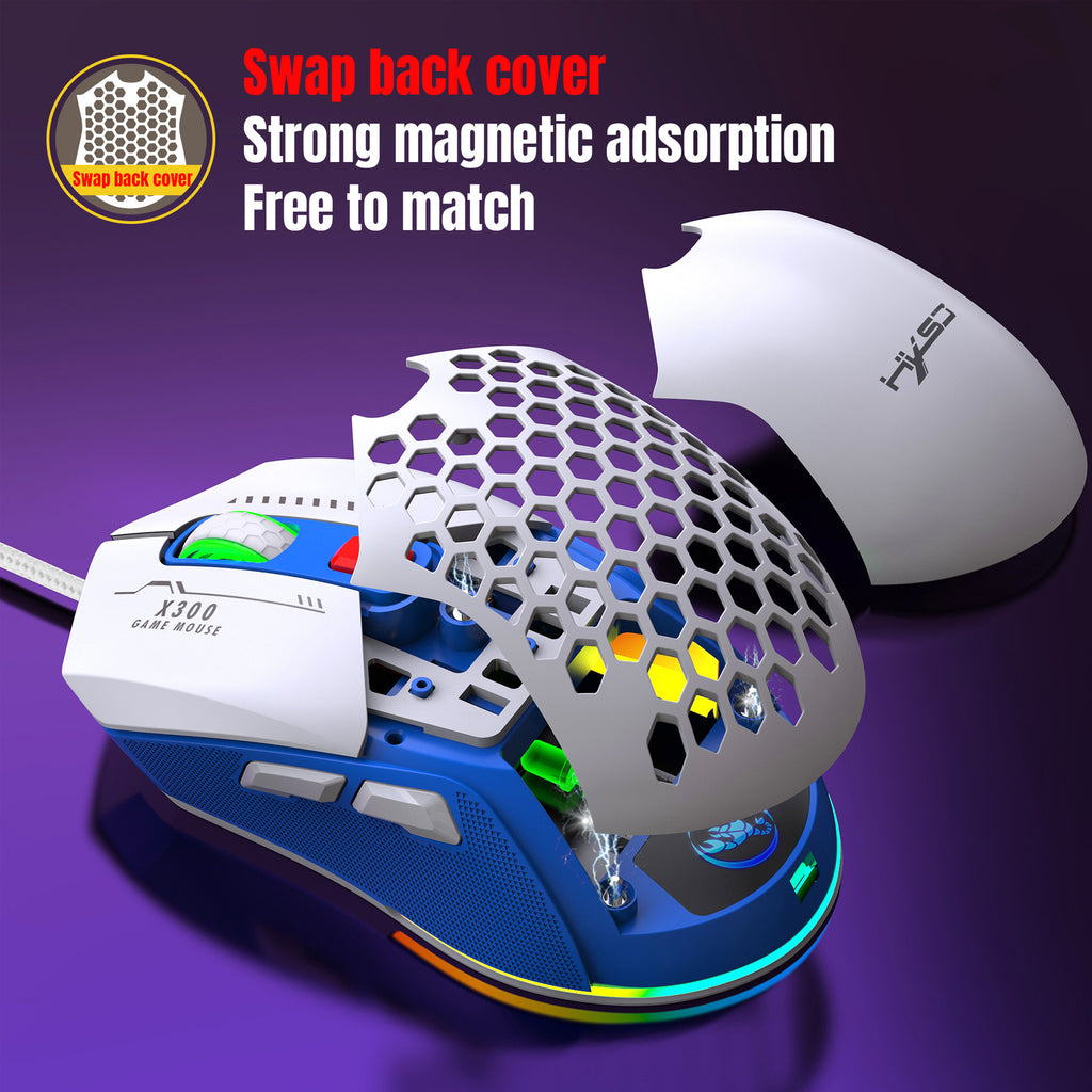 Hollow Out Wired E-sports MOUSE RGB Luminous Lightweight Gaming MOUSE