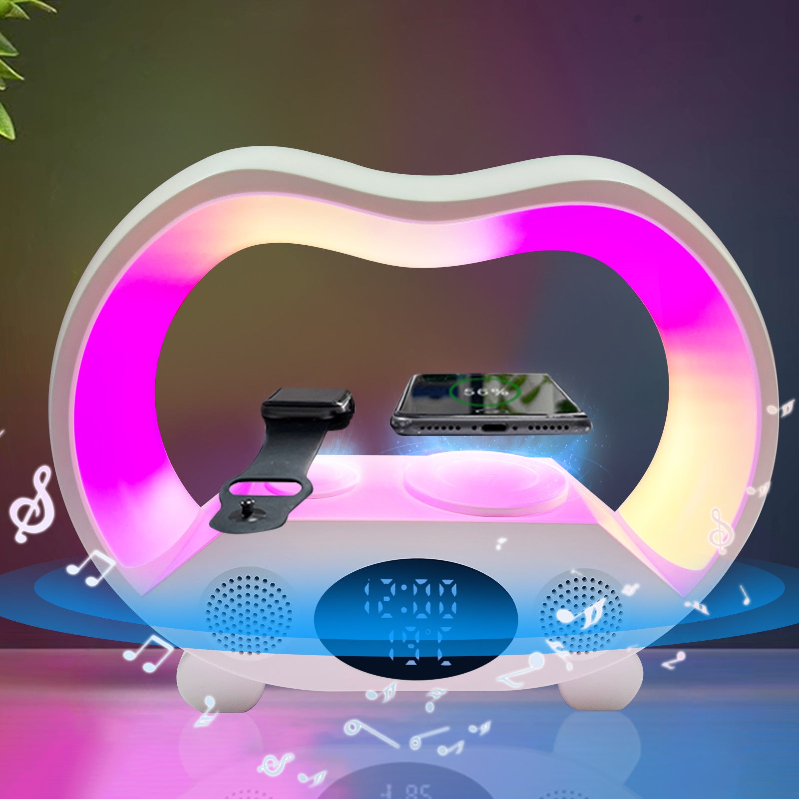 6-in-1 Smart LED Lamp with Wireless Charger & Bluetooth Speaker