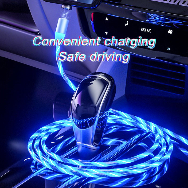 Magnetic LED Streamer Charging Cable – USB-C, Lightning & Micro USB