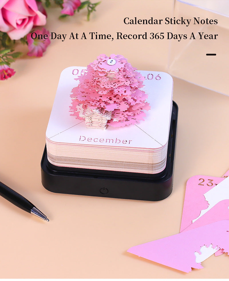 3D Paper Carving Panoramic Desk Calendar with LED Light