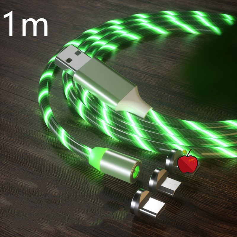 Magnetic LED Streamer Charging Cable – USB-C, Lightning & Micro USB