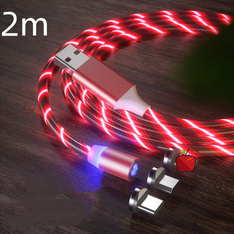 Magnetic LED Streamer Charging Cable – USB-C, Lightning & Micro USB