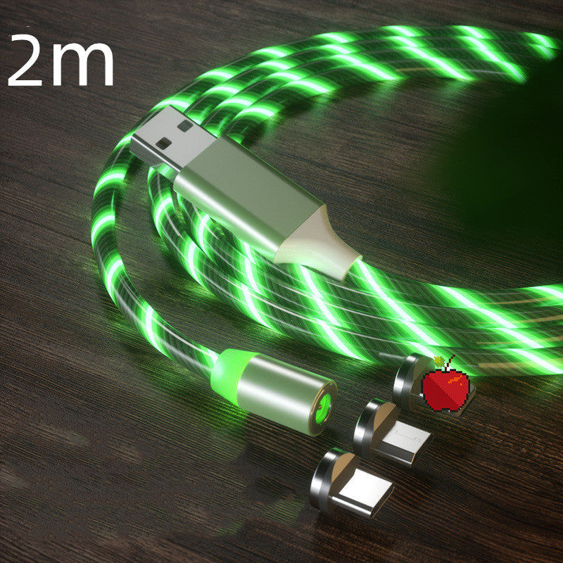 Magnetic LED Streamer Charging Cable – USB-C, Lightning & Micro USB