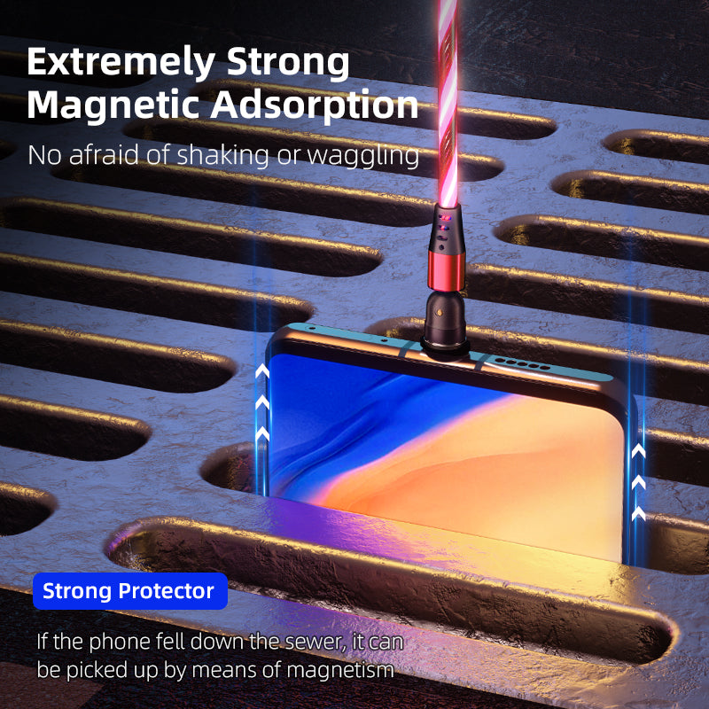 540° Rotating LED Magnetic Charging Cable – 3A Fast Charge