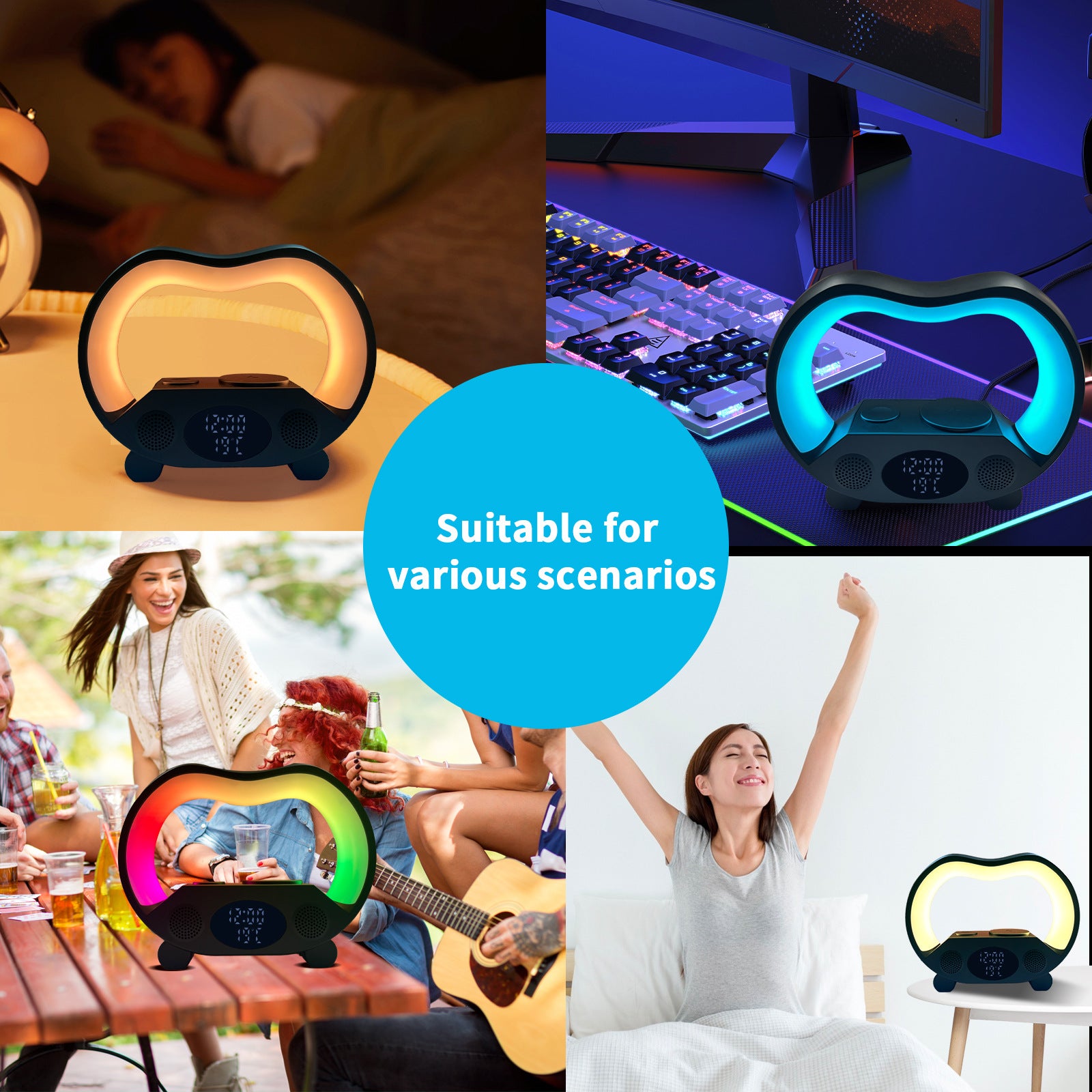 6-in-1 Smart LED Lamp with Wireless Charger & Bluetooth Speaker