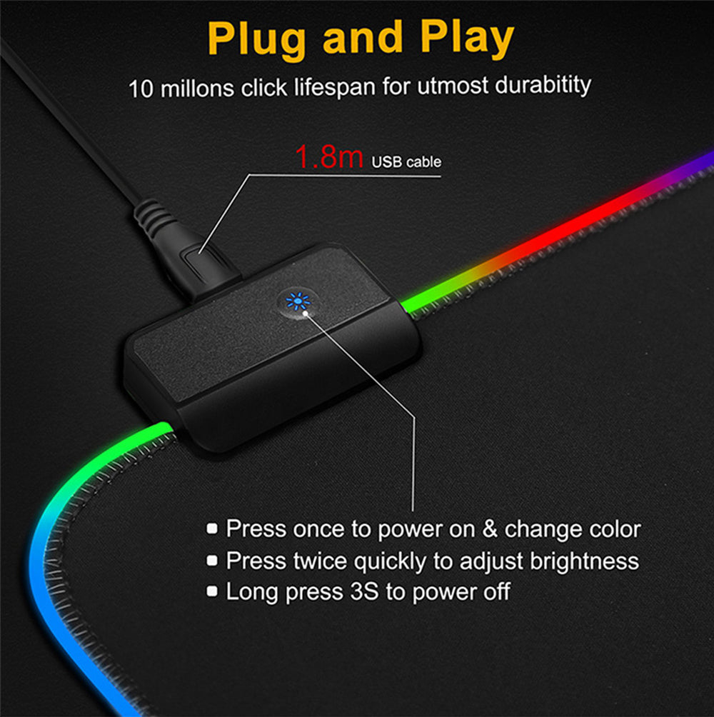 RGB Luminous Gaming Mouse Pad – Large LED Desk Mat