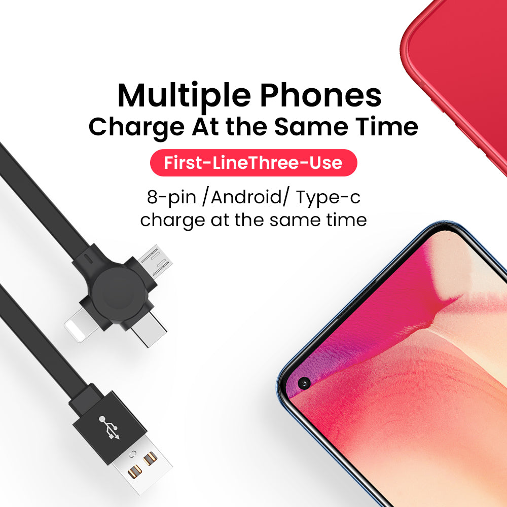 4-in-1 Retractable Charging Cable with Built-In Phone Stand
