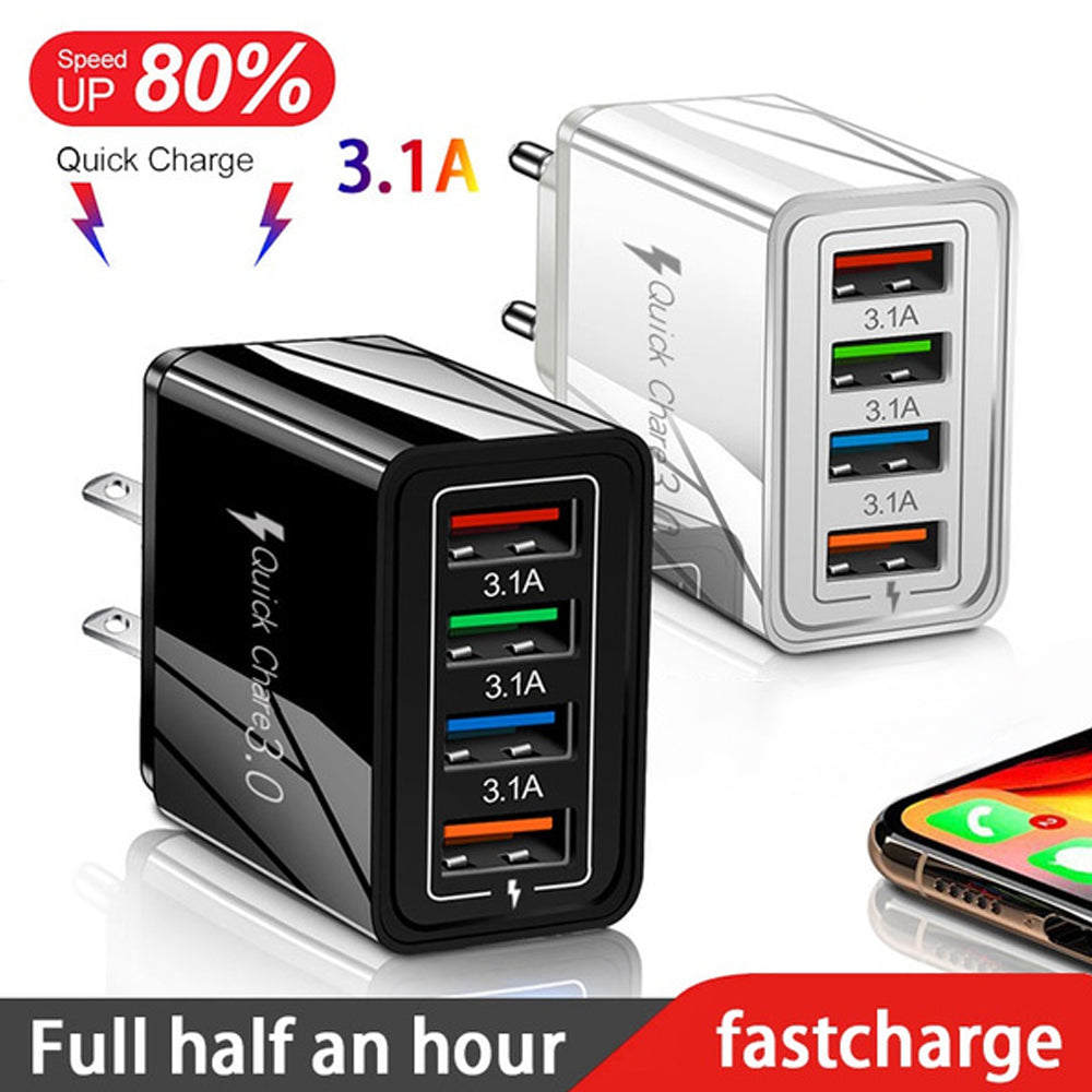 4-Port USB Wall Charger – Quick Charge 3.0